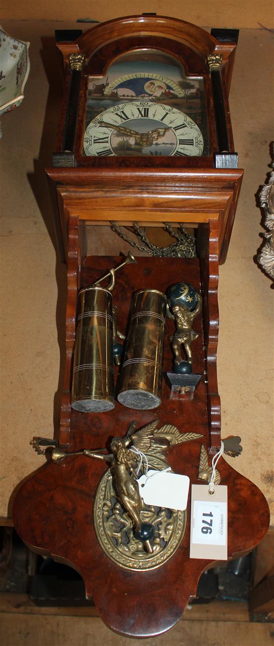 An 18th century style Dutch walnut wall clock, 2ft 10in.